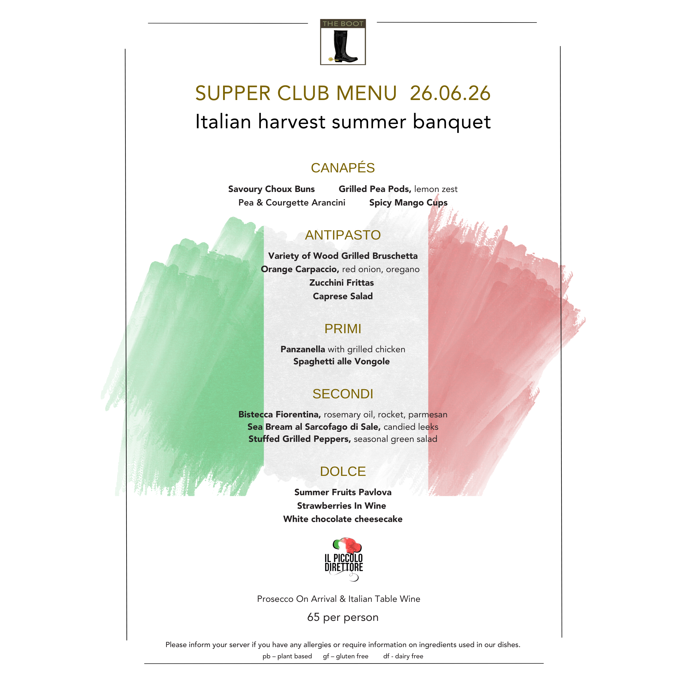 Italian Feast Supper Club at The Freston Boot